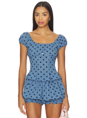 Lisa Says Gah PAT 上装 蓝色REVOLVE小众新款