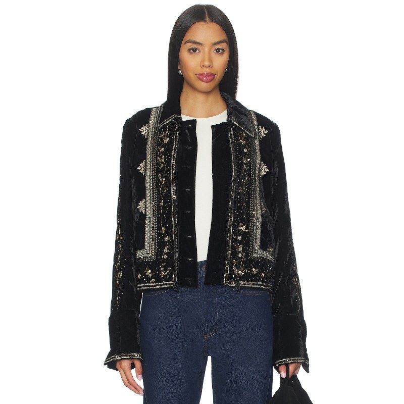 [海外直邮]Free People 黑色正肩夹克外套短款显瘦上衣REVOLVE