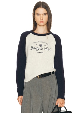 Sporty & Rich SYRACUSE 毛衣 White, NavyREVOLVE小众新冬季保暖