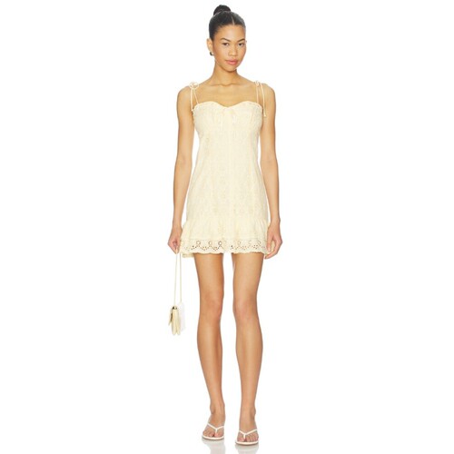[夏季新品]ASTR the Label米白色连衣裙蕾丝甜美长裙REVOLVE