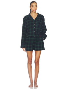 深绿格纹衬衫 Lauren 睡衣翻领家居服两件套REVOLVE Ralph Polo