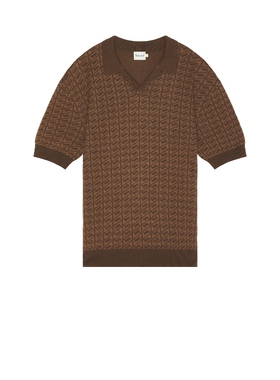 [冬季新品]Bound复古风棕色V 领短袖针织上衣 REVOLVE