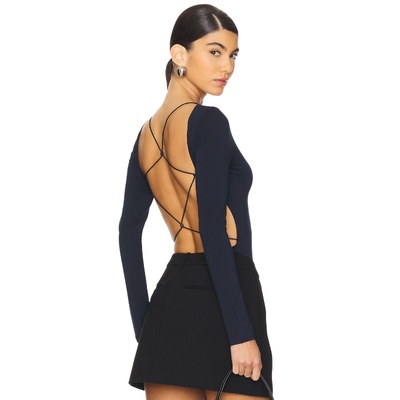 SANS FAFF 后身交叉紧身衣裤 辣妹风长袖上衣REVOLVE小众新款