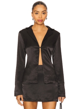 [冬季新品]ALL THE WAYS LESLIE 上装 黑色y2k辣妹风REVOLVE小众