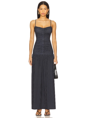 WeWoreWhat Ruched Front Scoop Maxi Dress 藏青色REVOLVE小众新
