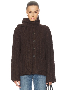 John & Jenn by Line重磅绞花针织开衫棕色羊毛衫REVOLVE小众新款