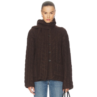 Jenn Line重磅绞花针织开衫 棕色羊毛衫 John REVOLVE春季