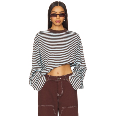 LIONESS 条纹长袖T恤上装美式复古休闲风宽松上衣REVOLVE小众新款