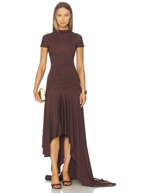 [冬季新品]Maygel Coronel CARDOZO 中长款连衣裙棕色REVOLVE小众