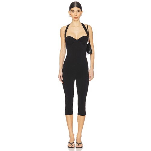 LPA黑色连身裤挂脖辣妹风早秋新品修身REVOLVE