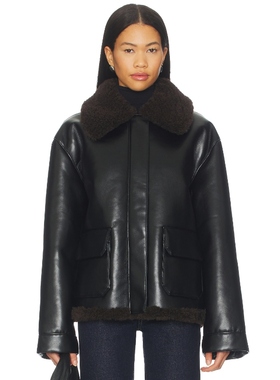 Lovers and Friends 夹克黑色美式休闲风复古翻领外套REVOLVE新款