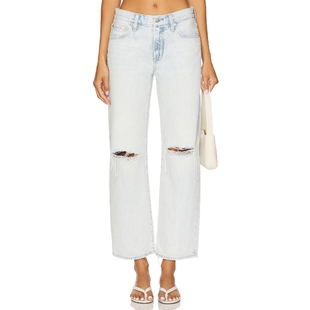 [春季新品]PISTOLA LEXI美式风白色破洞阔腿牛仔裤REVOLVE