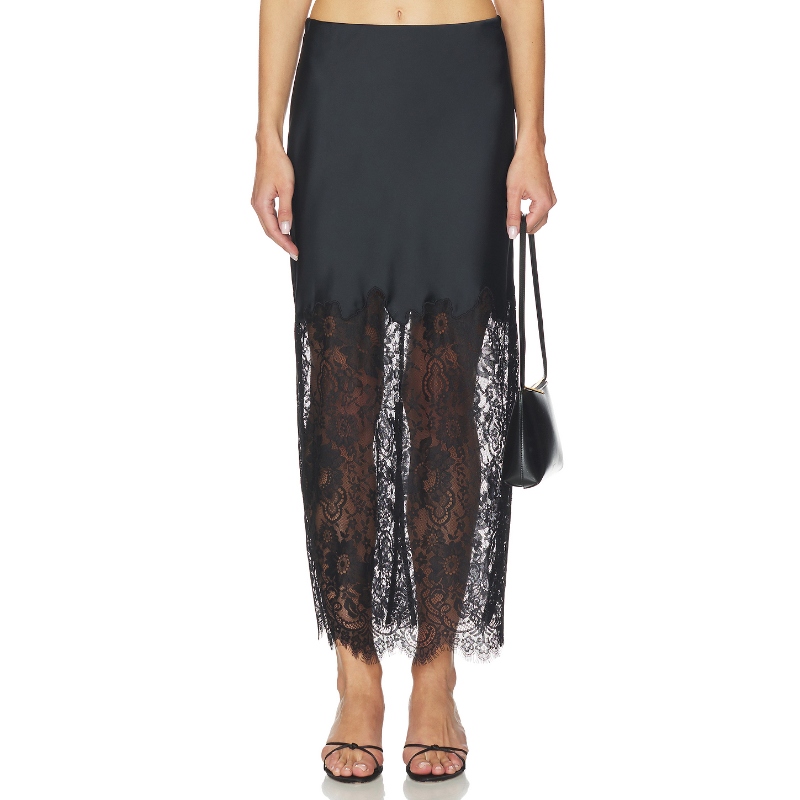 LoveShackFancy ILENE 半身裙 黑色REVOLVE小众新款