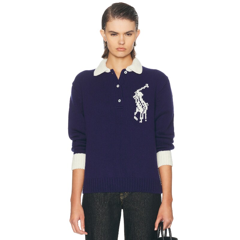 Polo Ralph Lauren藏蓝色上衣通勤风秋冬保暖修身毛衣REVOLVE