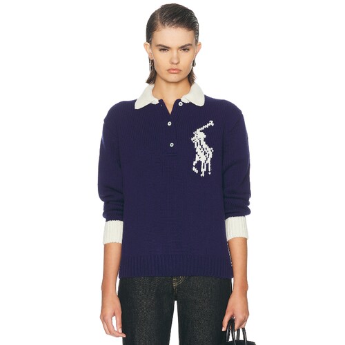 Polo Ralph Lauren藏蓝色上衣通勤风秋冬新品修身毛衣REVOLVE