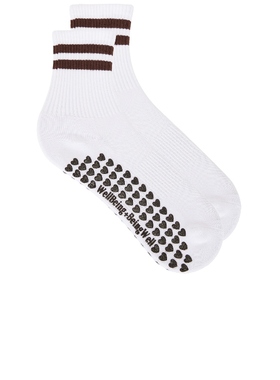WellBeing + BeingWell STRIPED HALF CREW GRIP SOCK 短袜 白色R
