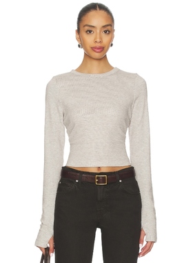 Susana Monaco Carryover Fleece Crew Long Sleeve Top 米色 y2k