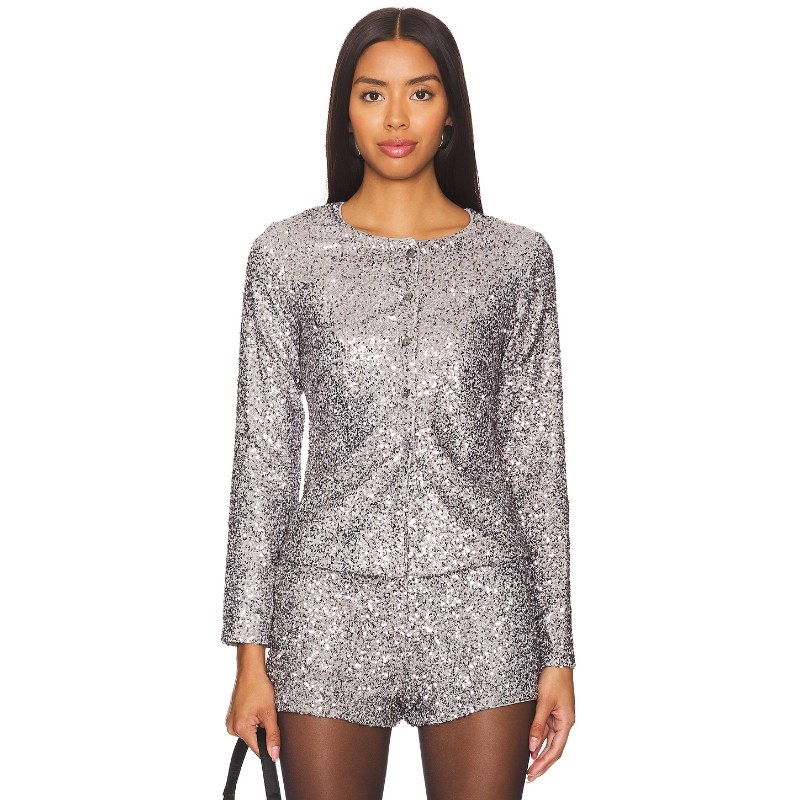 [冬季新品]Never Fully Dressed ALEXA 开衫 金属银色REVOLVE小众