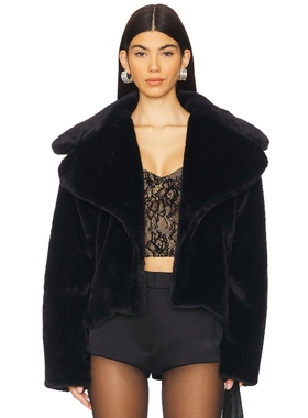 superdown 环保皮草黑色经典款美式性感风外套REVOLVE小众新款