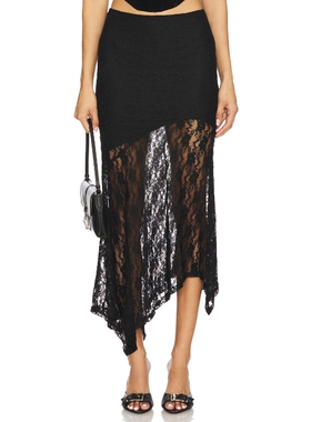 [冬季新品] MORE TO COME 修身半身裙蕾丝性感不规则长裙REVOLVE