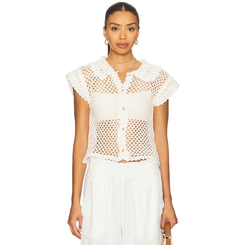 【海外直邮】Free People LILY 钩针上装 象牙白 基础易搭内搭RE