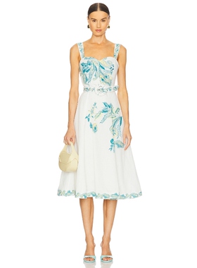 HEMANT AND NANDITA Midi Dress With 白色，蓝色revolve小众新款