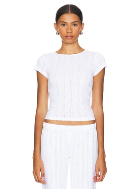 Cou Cou Intimates 上装白色休闲舒适孔眼面料T恤REVOLVE小众新款