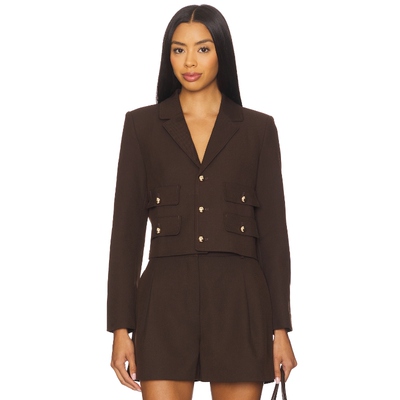 [春季新品]Karina Grimaldi MARIE短款西装巧克力色老钱风REVOLVE