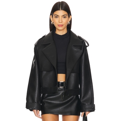 [冬季新品]Nakedvice 夹克外套黑色街头朋克风皮衣REVOLVE小众