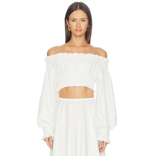 Norma Kamali Long Sleeve Peasant Cropped Top 26春夏新品 revo