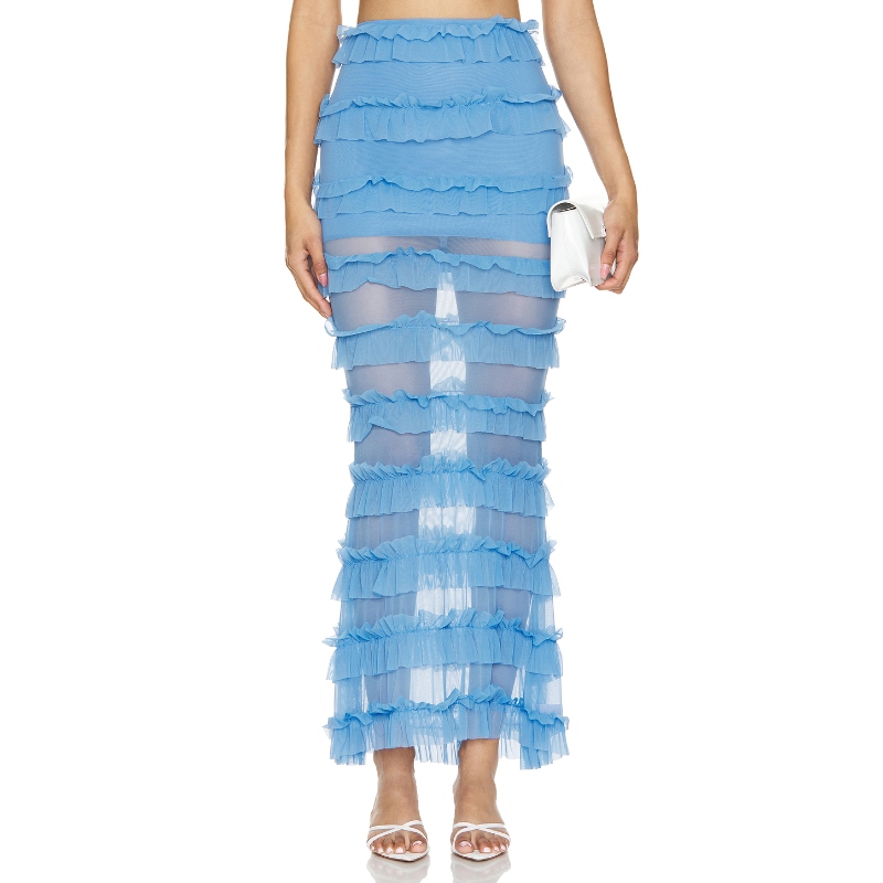 OW Collection GRACIE 长款半身裙 蓝色 REVOLVE小众新款