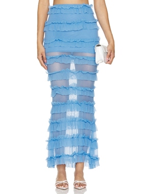 OW Collection GRACIE 长款半身裙 蓝色 REVOLVE小众新款