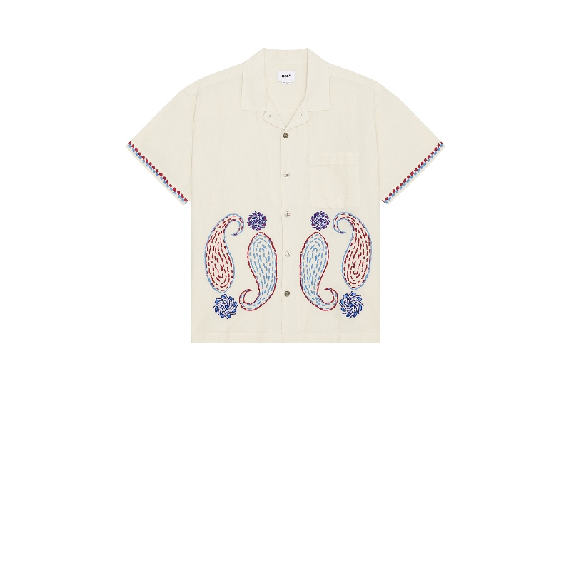 [秋季新品]Obey QUENTIN 短袖衬衫 奶油色REVOLVE小众