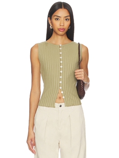 休闲风revolve小众新款 Free People针织圆领收腰显瘦背心辣妹美式