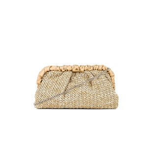 olga 手拿包草编包褶饰皮革饰边单肩包复古风小众REVOLVE berg