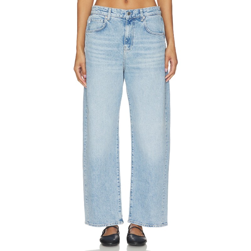 AG Jeans早秋新品浅蓝裤装纽扣牛仔通勤风阔腿牛仔裤REVOLVE