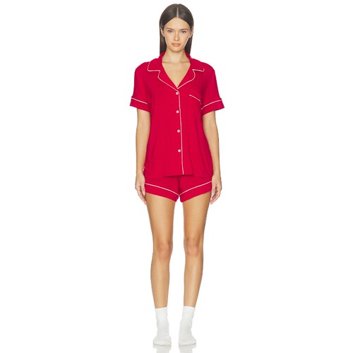 eberjey Gisele Relaxed Short Pajama Set  红色 秋冬新品REVOL