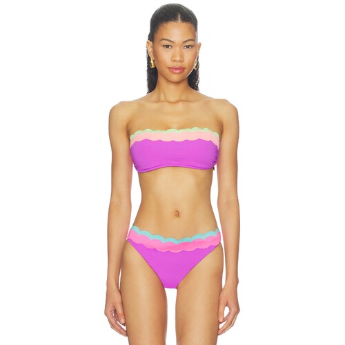BEACH RIOT甜美风紫色抹胸波浪边高腰比基尼内衣海边度假REVOLVE