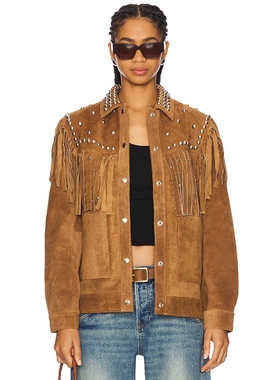 [春季新品]Understated Leather夹克棕黄色朋克风复古外套REVOLVE