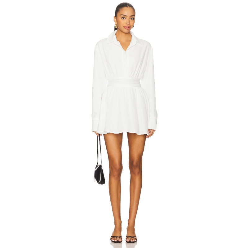 [冬季新品]ALL THE WAYS 衬衫式连衣裙白色简约通勤风短裙REVOLVE