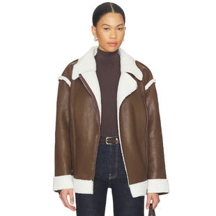 BIKER OVERSIZED 夹克 巧克力色 休闲风REVOLVE SNDYS 美式 LONDON