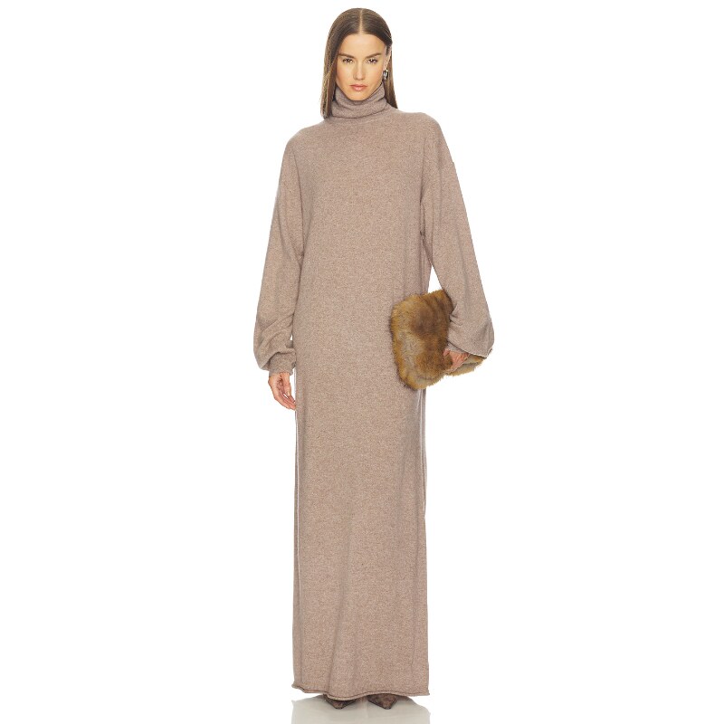 SRG长裙燕麦色高领廓形针织裙慵懒随性风松弛感气质长裙REVOLVE