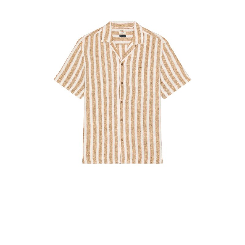 [冬季新品]Faherty Palma Linen Camp Shirt 棕色REVOLVE小众新款