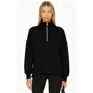 Varley 运动衫黑色半拉链宽松卫衣休闲风内搭上衣REVOLVE小众新品