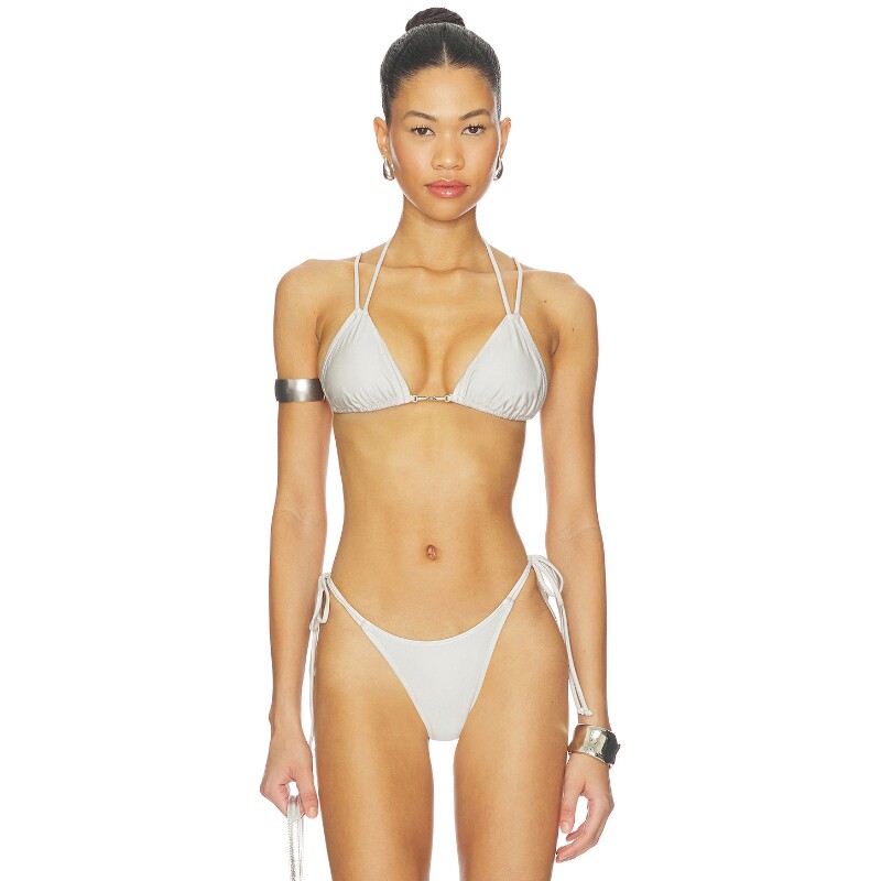 Frankies Bikinis辣妹风米白色绑带三角杯比基尼内衣度假REVOLVE