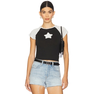 The 内搭 Laundry Room 黑色辣妹风REVOLVE小众新款 图案T恤 冬季