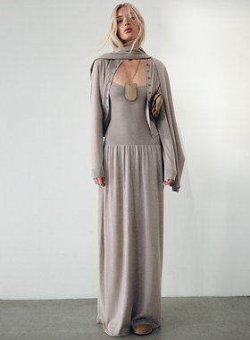 Helsa 吊带连衣裙针织拼接长裙老钱风显瘦羊毛裙子REVOLVE小众