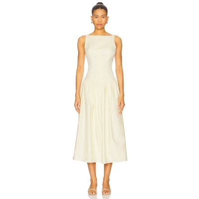 [冬季新品]Mirror Palais 低腰中长连衣裙柠檬色REVOLVE