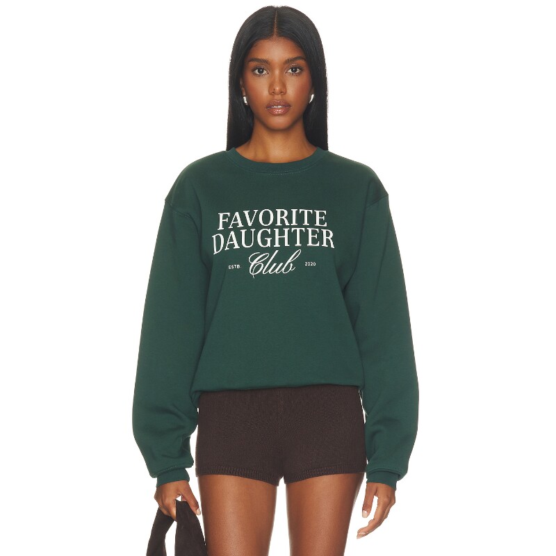 Favorite Daughter墨绿色运动卫衣字母印花休闲秋冬新品REVOLVE