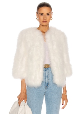 Yves Salomon 夹克白色简约美式休闲风外套REVOLVE小众冬季